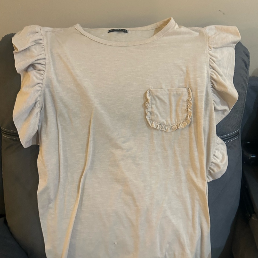 Cream Ruffle Sleeve Top
